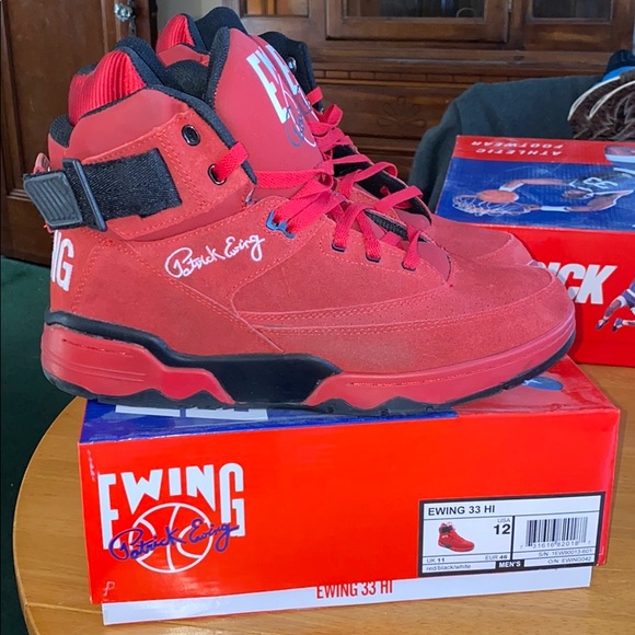 patrick ewing shoes all red